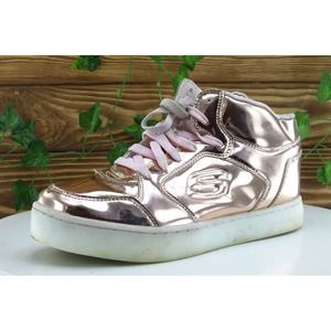 SKECHERS Lights Youth Girls Shoes Size 6 M Rose Gold Fashion Sneakers Synthetic